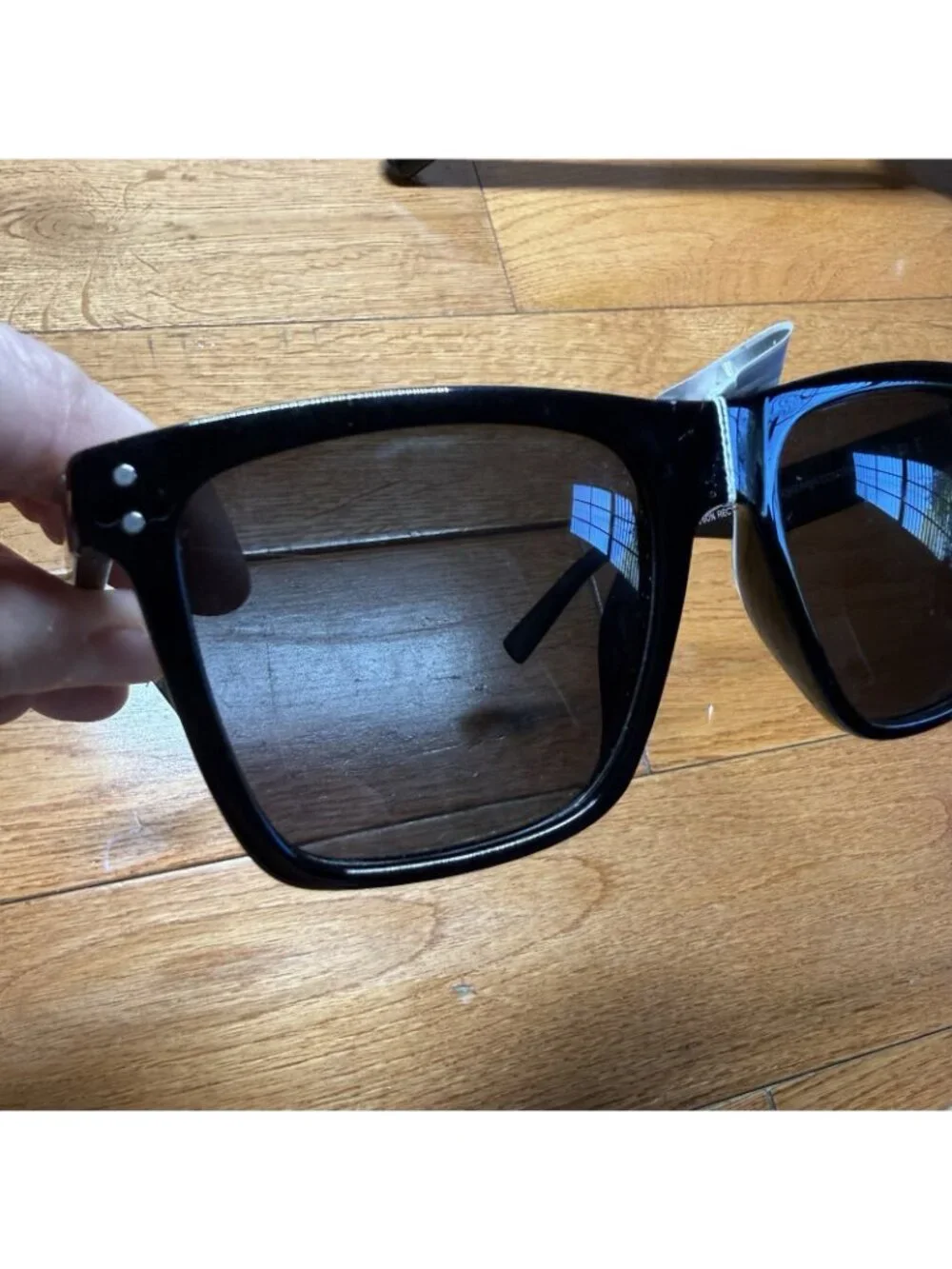 AIRE Kraz Polarized Black Oversized Square Sunglasses Thick Frame UV Chic